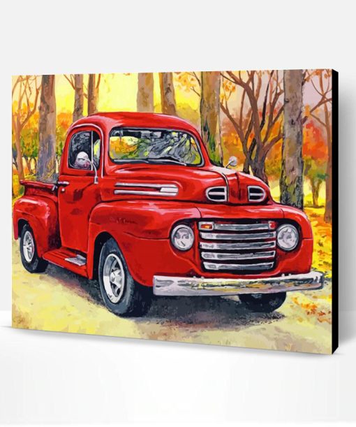 Red Pick Up Truck Paint By Number