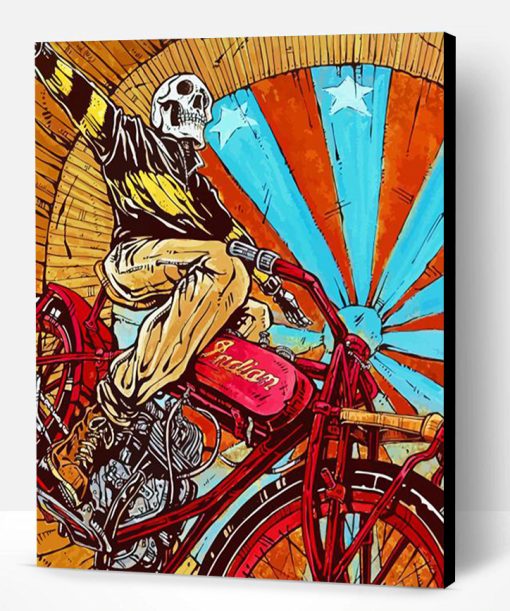 Skull On Motorcycle Paint By Number