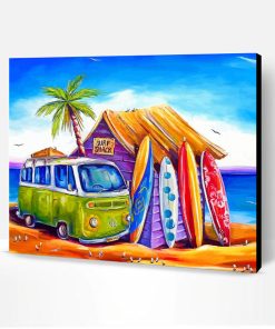 Surfboards And Camper Van Paint By Number
