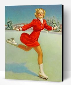 Vintage Ice Skater Girl Paint By Number