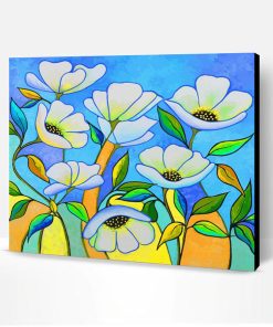 White Anemone Flowers Paint By Number