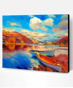 Wooden Boats By Lake Paint By Number