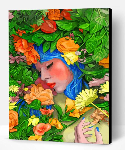 Aesthetic Lady With Flowers Paint By Number