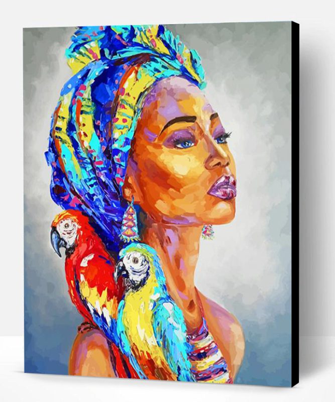 African Woman And Parrots Paint By Number
