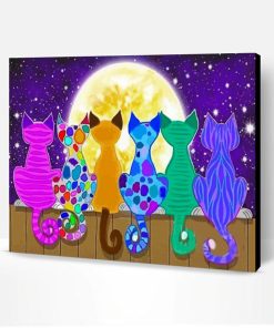 Colorful Night Cats Paint By Number