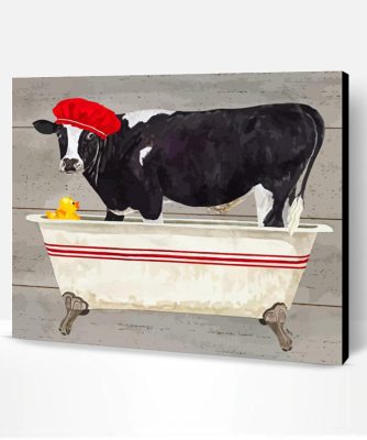 Cow Taking A Bath Paint By Number