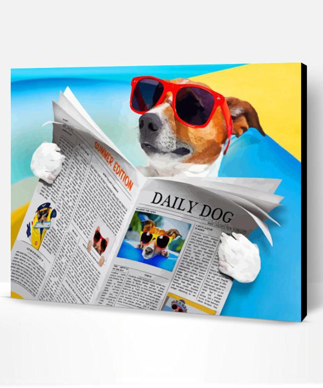 Dog Reading Newspaper Paint By Number
