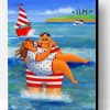 Fat Couples On The Beach Paint By Number