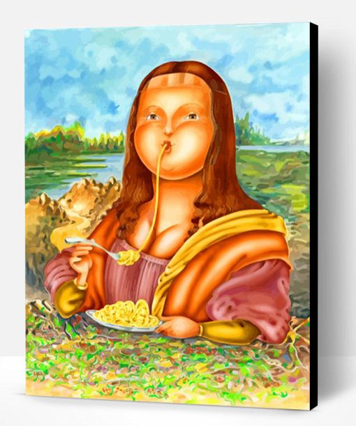 Fat Mona Lisa Eating Pasta Paint By Number