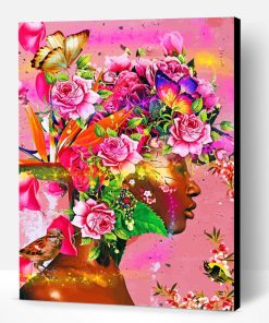 Floral Black Woman Paint By Number