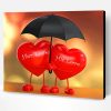 Hearts Under Umbrella Paint By Number