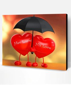 Hearts Under Umbrella Paint By Number