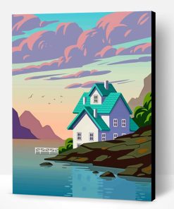 Lake House Illustration Paint By Number