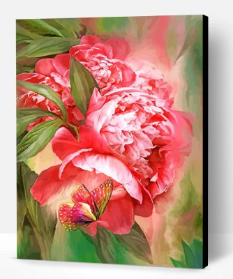 Peony And Butterfly Paint By Number