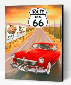 Red Car Route 66 Paint By Number