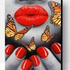 Red Lips And Butterflies Paint By Number