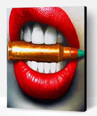 Red Lips Bite Bullet Paint By Number