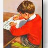 Vintage Boy Studying Paint By Number