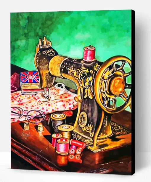 Vintage Sewing Machine Paint By Number