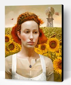 Woman And Sunflowers Paint By Number