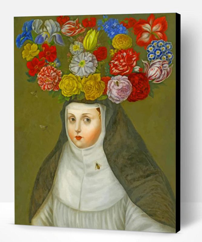 Primitive Woman Wearing Flowers Crown Paint By Number