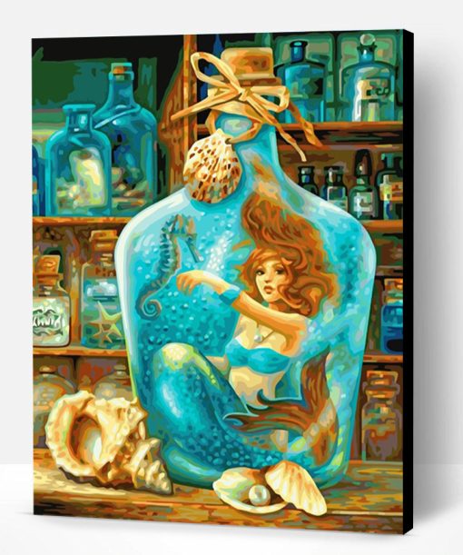 Mermaid In Bottle Paint By Number