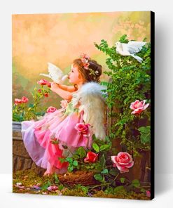 Angel Girl In Garden Paint By Number