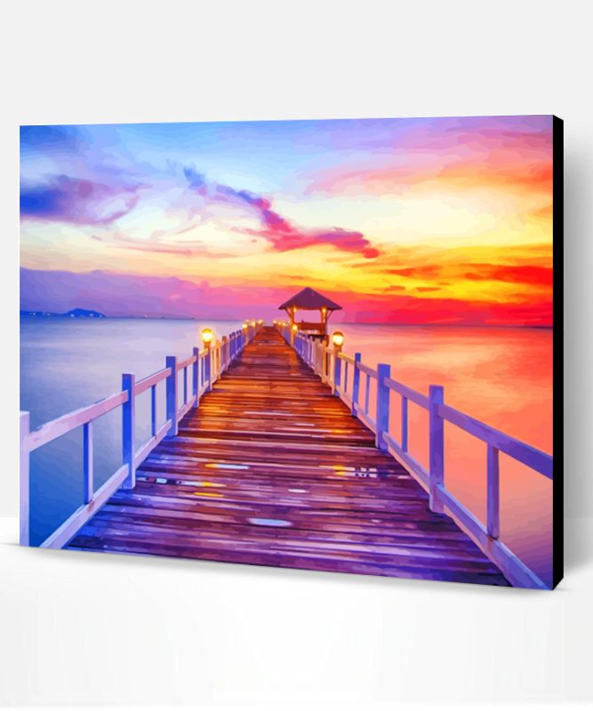 Beach Pier At Sunset Paint By Number