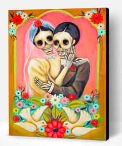 Bride And Groom Skull Paint By Number