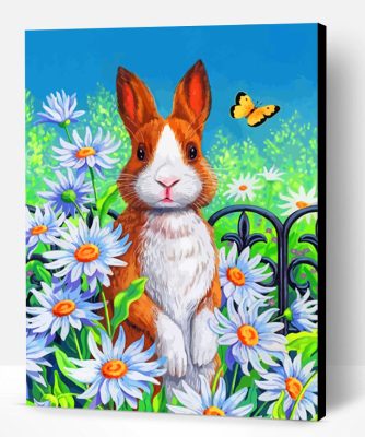 Bunny And Daisies Paint By Number