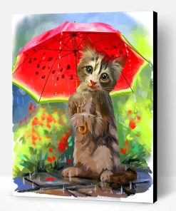 Cat And Watermelon Umbrella Paint By Number