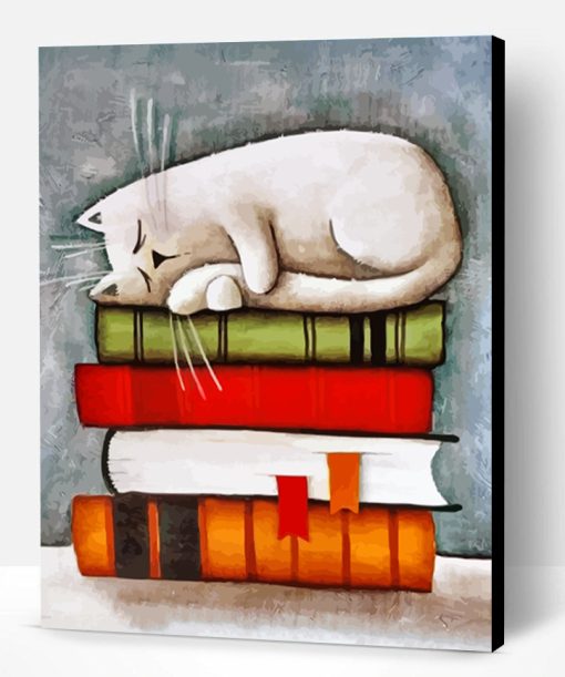 Cat On Books Paint By Number