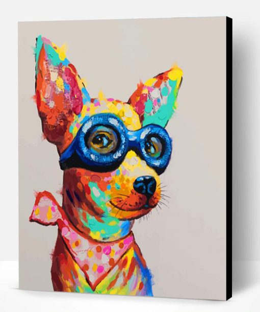 Colorful Dog With Glasses Paint By Number