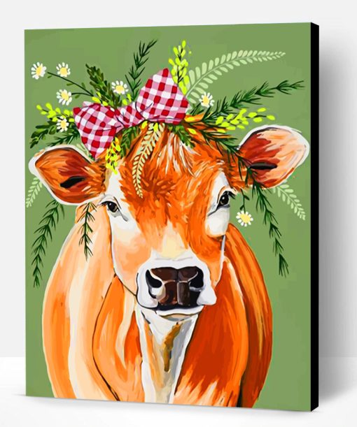 Cow And Flowers Paint By Number