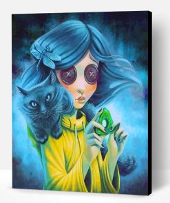 Creepy Coraline And Cat Paint By Number