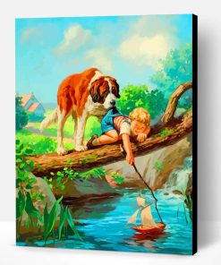 Dog And Little Boy Paint By Number