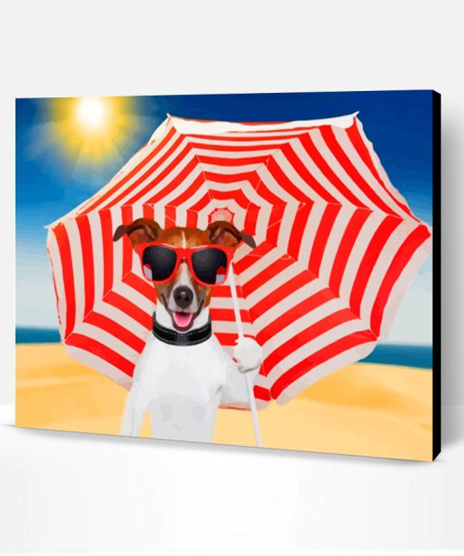 Dog Holding Umbrella Paint By Number