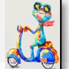 Frog On Scooter Paint By Number