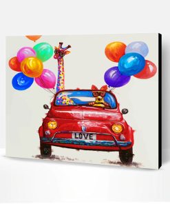 Giraffe And Dog In Car Paint By Number