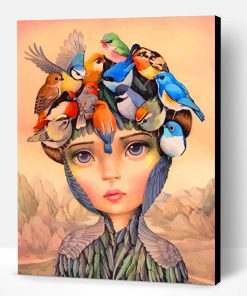 Girl And Birds Art Paint By Number