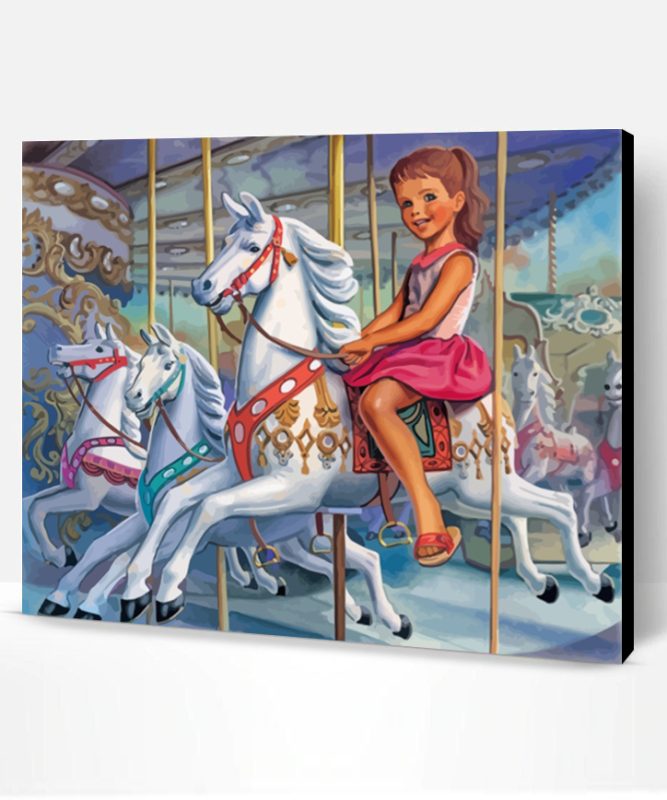 Girl On Carousel Paint By Number