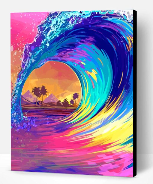 Illustration Colorful Wave Paint By Number