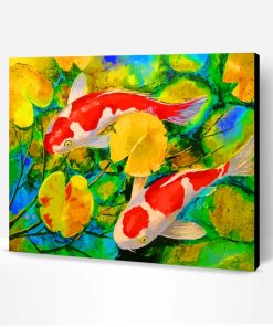 Koi Fish In Pond Paint By Number