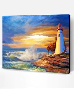 Lighthouse Ocean Waves Paint By Number
