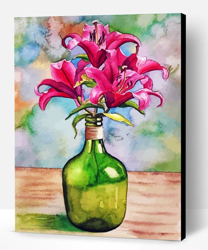 Lilies In Glass Bottle Paint By Number