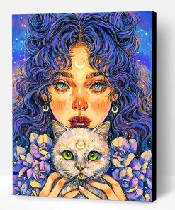 Moon Girl And Her Cat Paint By Number