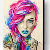 Pink Blue Hair Girl Paint By Number