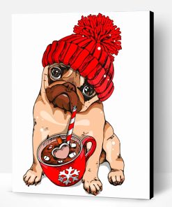 Pug Dog Drinking Coffee Paint By Number