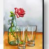 Rose In Glass Bottle Paint By Number