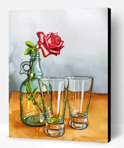 Rose In Glass Bottle Paint By Number